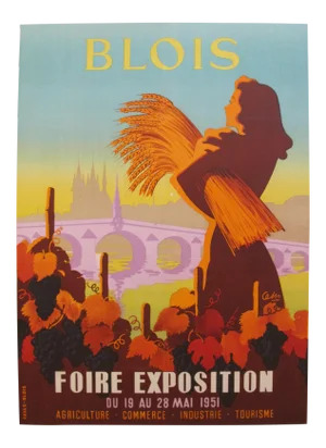 Original Vintage French Travel Poster, Blois 1951