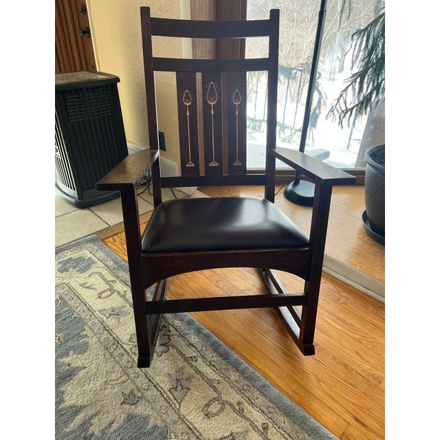 Stickley Rocker Harvey Ellis W Inlay For Sale - Image 14 of 14