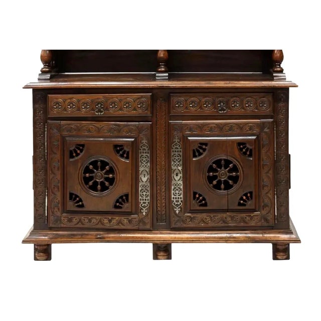Stunning 1800's Antique, Fine Breton Display, Spindle, Carved, Foliate Sideboard! Antique Sideboard, Fine Breton Display,...