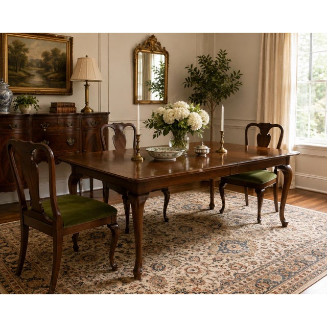 Beautifully crafted solid cherry Queen Anne dining table by Tom Seely Furniture, made in Berkeley Springs, West Virginia,...