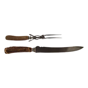 Early 1900s Coventry Cutlery Co Antler Carving Set- 2 Pieces