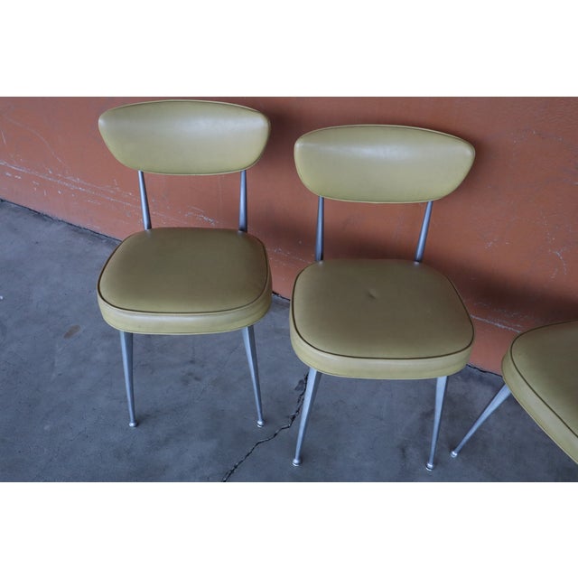 Shelby Williams Four MCM Shelby Williams Antelope Chairs With Mustard Yellow Vinyl For Sale - Image 4 of 14