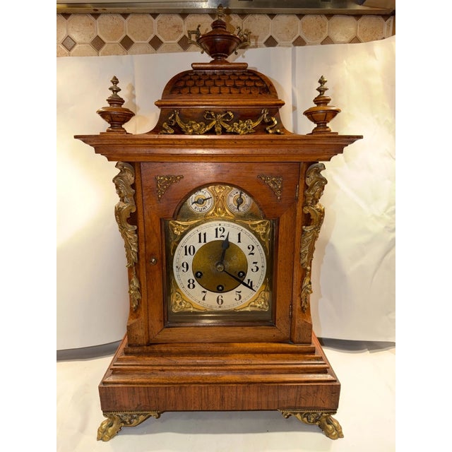 Antique Junghans German Bracket Mantel Clock Westminster Quarter Strike Chimes For Sale In Los Angeles - Image 6 of 13