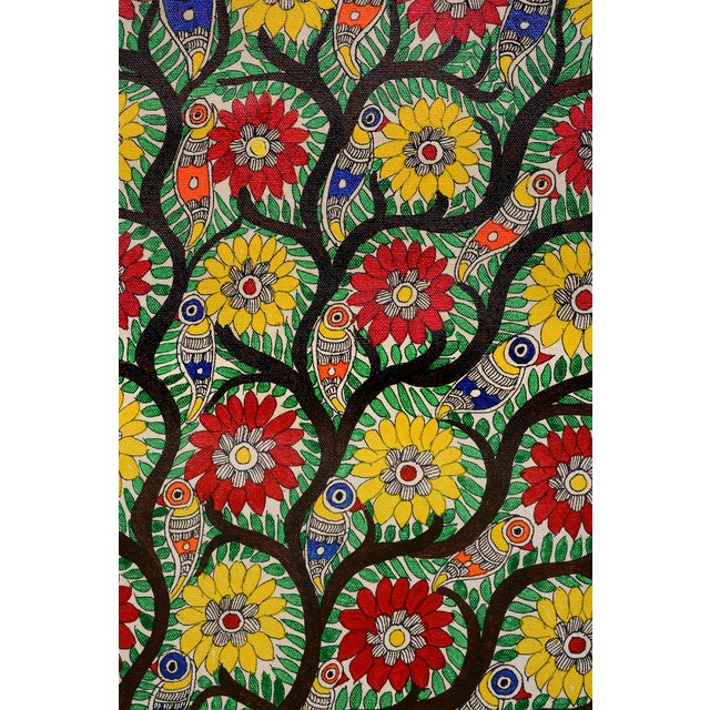 Celebrate the beauty of traditional Indian folk art with this exquisite hand-painted Madhubani painting by Mamta Devi,...