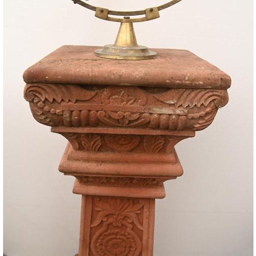 Garden Armillary Sphere Sun Dial with Terracotta Stand For Sale - Image 5 of 11