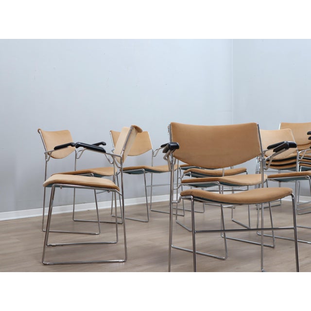 Beige Stackable Steel Frame Chairs from ELAM, Italy, 1970s, Set of 12 For Sale - Image 8 of 12