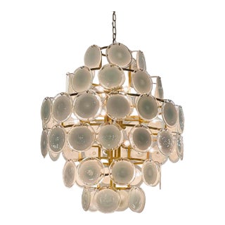 Mid-Century Modern Italian Style Glass Disc Chandelier For Sale