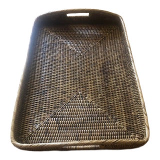 Vintage Burmese Rattan Serving Tray For Sale