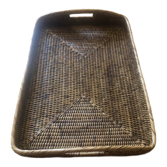 Vintage Burmese Rattan Serving Tray For Sale