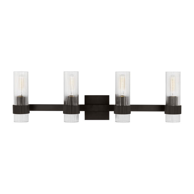 2020s Chapman & Myers by Visual Comfort Studio Geneva 4-Light Bath Vanity Sconce in Aged Iron For Sale - Image 5 of 5