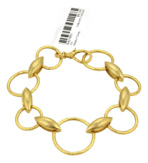 Gurhan Wheatla 24k Gold Assorted Circle & Wheat Link Bracelet
