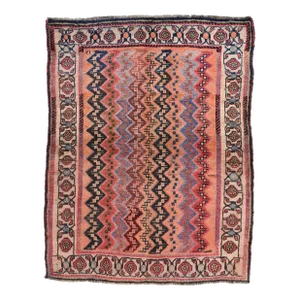 Luri Rug 4’8” X 5’11” Orange Wool Vintage Tribal Hand-Knotted Oriental Carpet
