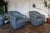 A striking vintage pair of channel-tufted club chairs manufactured by Martin/Brattrud Inc. in 1987, a maker well known for...