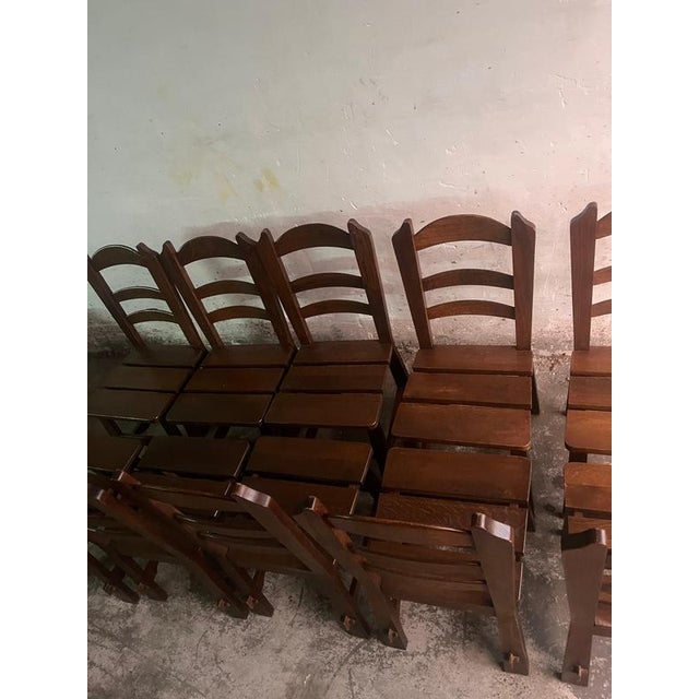 Brutalist Wooden Chairs, 1970s, Set of 10 For Sale - Image 11 of 14