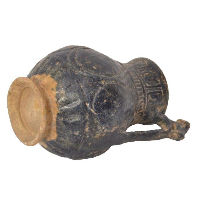 Ancient Persian Islamic Blue Glazed Pottery Vessel Jug Caligraphy Khorasan 1200 For Sale - Image 11 of 12