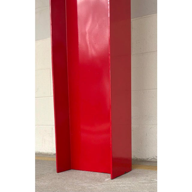 Unique Modern Red I Bean Floor Lamp, white fabric shade, showroom floor sample