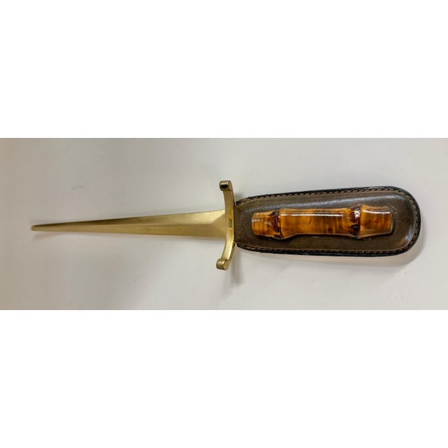 Vintage 1970’s Gucci Leather and Faux Bamboo 5 piece Desk Set For Sale - Image 10 of 15