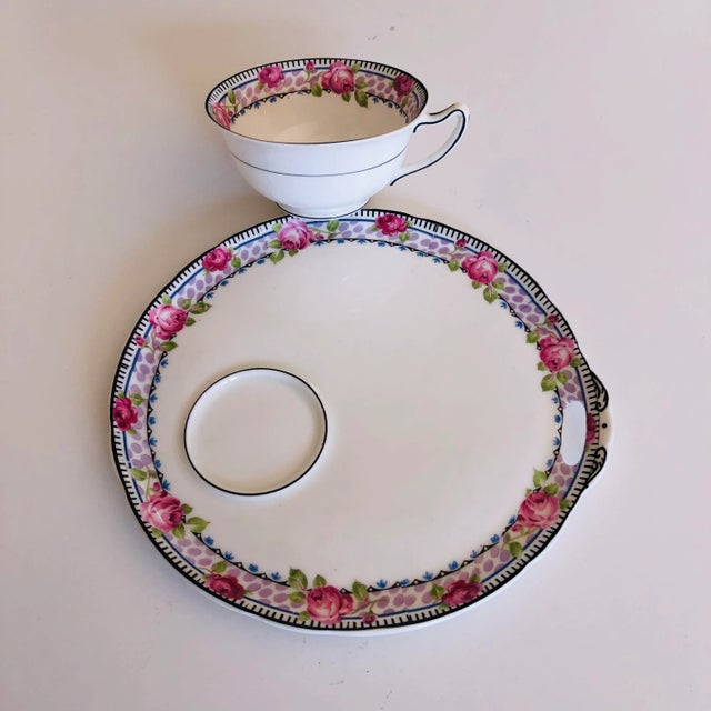 1940s Vintage Paragon Fine Bone China Snack Plate & Tea Cup For Sale - Image 5 of 7