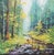 Original Oil Landscape, a Stream in the Pine Forest For Sale