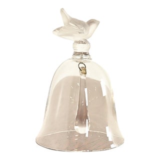 Lalique "Pinsons" Art Deco Frosted Sparrow Crystal Table Bell For Sale
