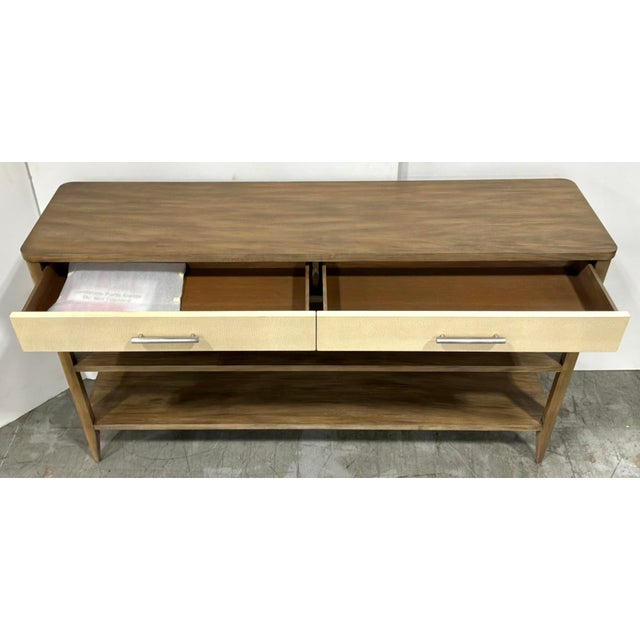 Theodore Alexander Theodore Alexander Modern Cream Shagreen Laszio Console Table For Sale - Image 4 of 8