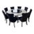 71” Round Vig Dining Table With Lazy Susan Plus 8 Black Velvet Chairs For Sale
