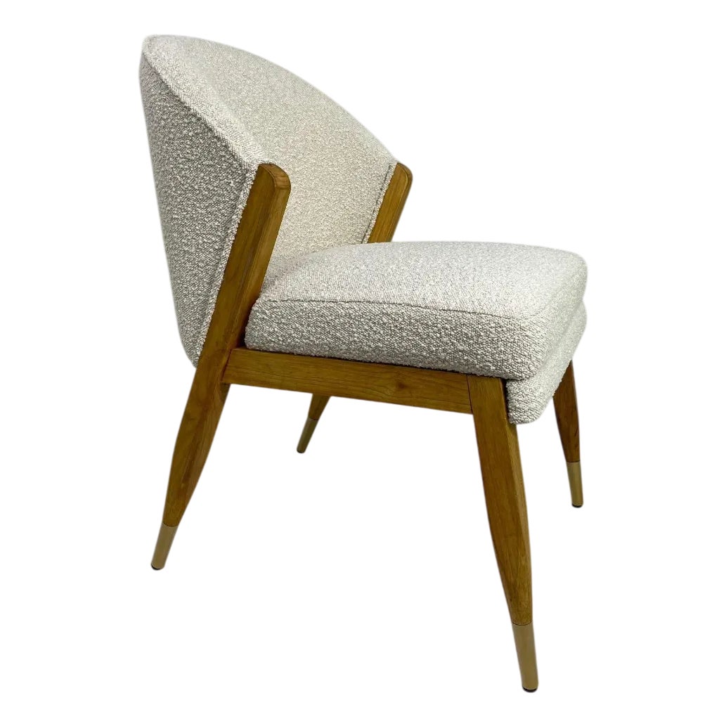 Bobo Chair in Wood and Beige Boucle Fabric by Henri Paris | Chairish