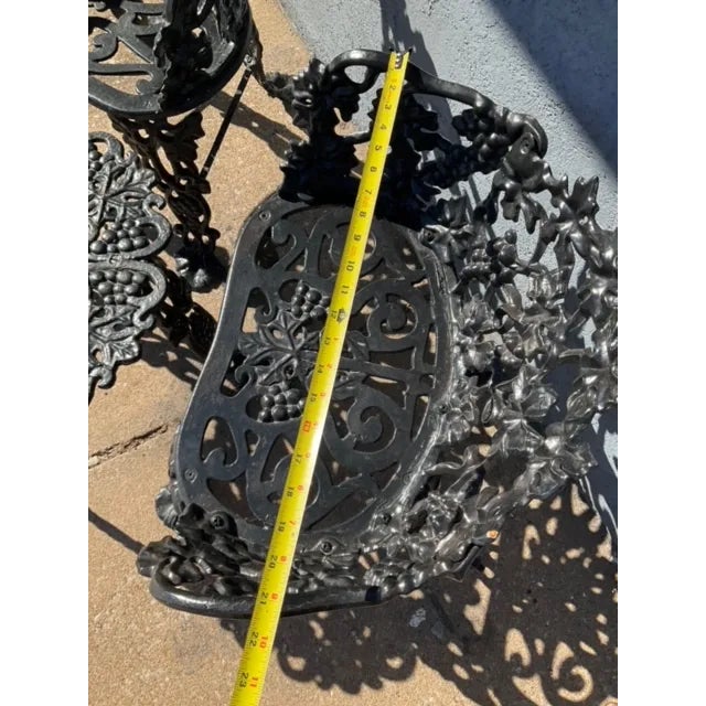Vintage Victorian Style Cast Iron Grapevine Garden Patio Table & 2