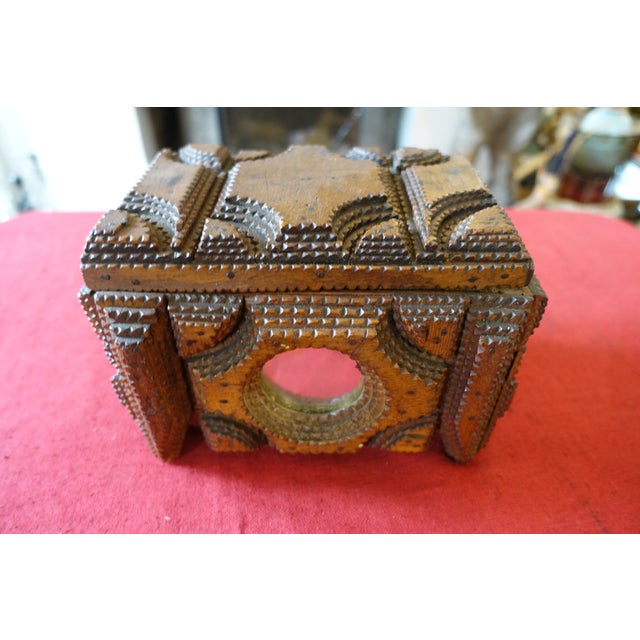 Tan Folk Art Sewing Box, 1920s For Sale - Image 8 of 8