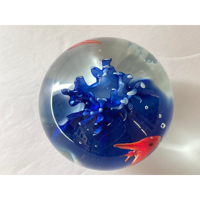 Glass Cenedese Italian Glass Fish Aquarium Paperweight For Sale - Image 7 of 10