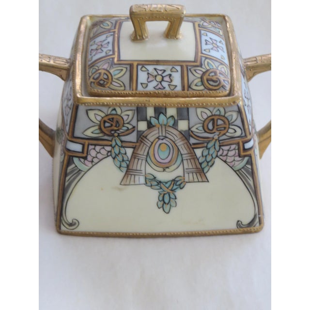Early 20th Century Antique Early 20th Century Nippon Sugar Dish Hand Painted With Gold Overlay & Trim For Sale - Image 5 of 8