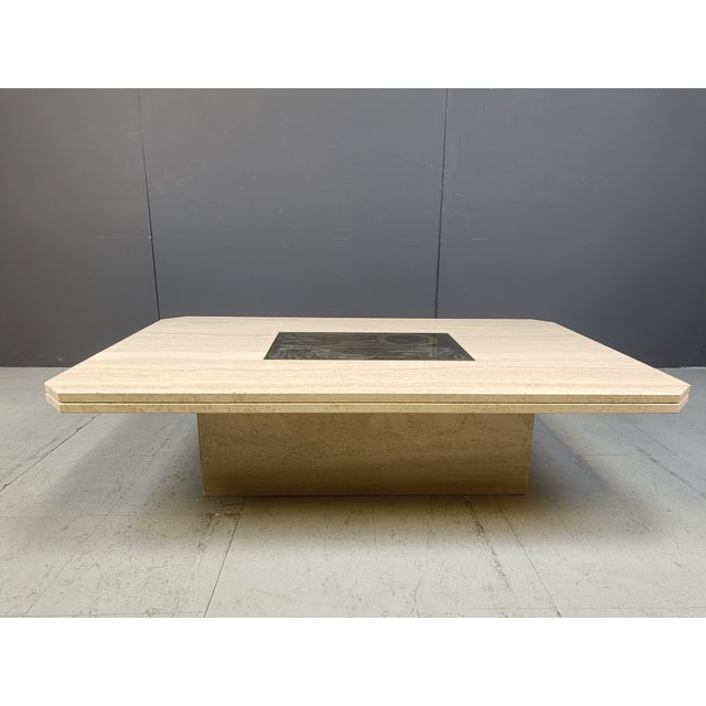 Beige Vintage Etched Brass Coffee Table from Georges Mathias, 1970s For Sale - Image 8 of 12