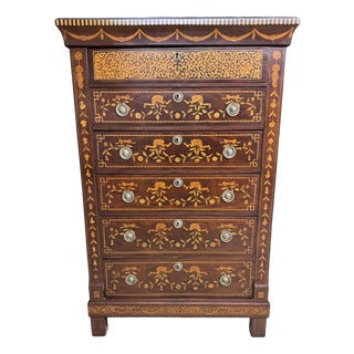 Tall 18th Century Dutch Marquetry Chest of Drawers For Sale