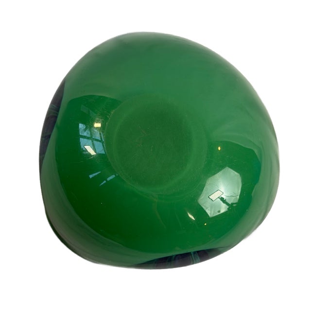 Mid-Century Modern Mid 20th Century Green Murano-Style Art Glass Bowl With Gold Aventurine For Sale - Image 3 of 10