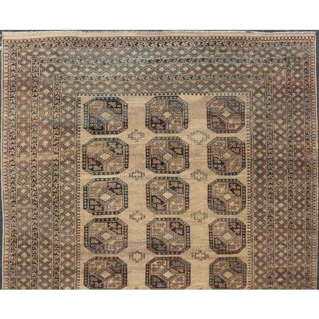 Antique Ersari Rug Sophisticated Medallion Patterns in Earthy Tones 8'7 X 11'10 For Sale - Image 10 of 10