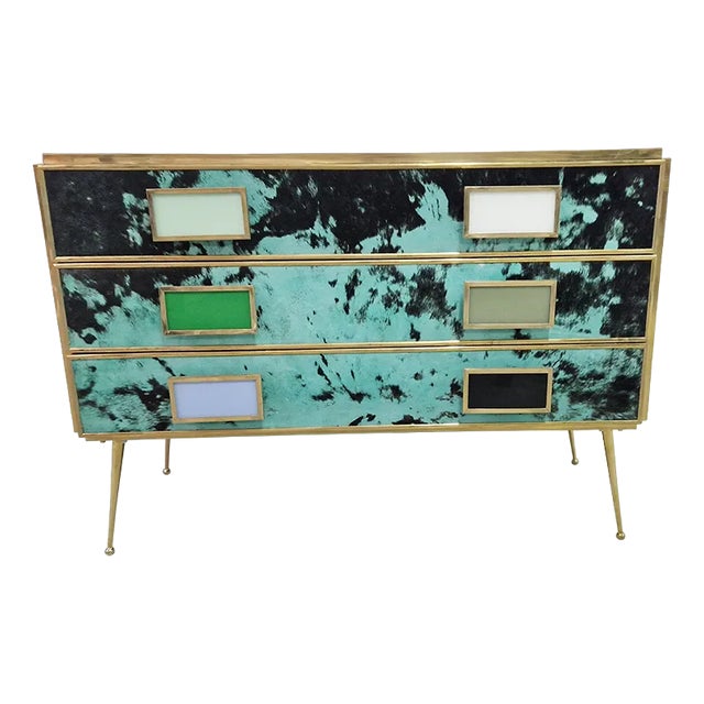 Three-Drawer Glass Dresser, 1990s For Sale
