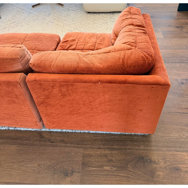 Textile Vintage 1970s Burnt Orange Modular Sectional Sofa in the Style of Milo Baughman For Sale - Image 7 of 15