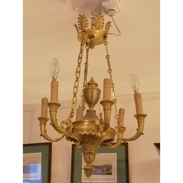 French Empire Gilt Bronze Chandelier For Sale - Image 5 of 11