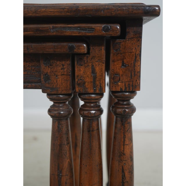 Chaddock Guy Chaddock Jacobean Distressed Oak Nesting Tables For Sale - Image 4 of 17