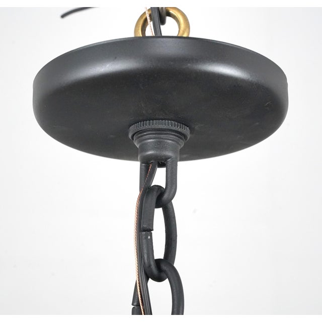 Late 20th Century Traditional Black Steel Six Arm Crystal Chandelier For Sale - Image 11 of 13