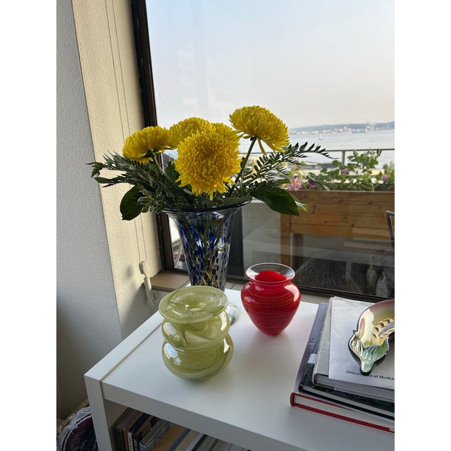 Vintage Handblown Chartreuse Art Glass Vase For Sale In Seattle - Image 6 of 6