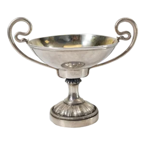 19th Century German .812 13 Loth Silver Salt Cellar With Snake Handles