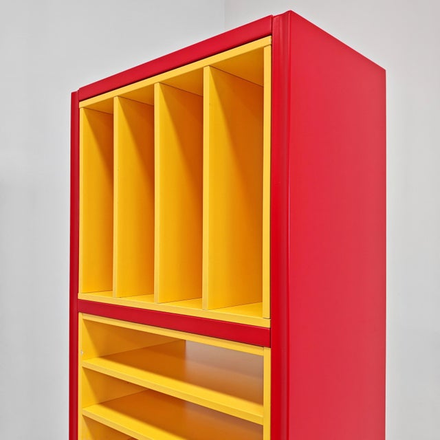 Vintage Yellow and Red Lacquered Vinyl Bookcase, 1980s For Sale - Image 17 of 18