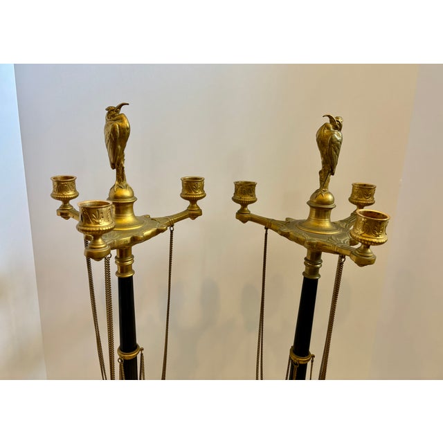 Pair of 19th Century Empire Candelabras With Bird Finials For Sale - Image 4 of 12
