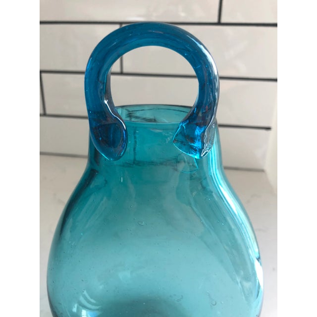 Teal Late 20th Century Handblown Glass Hanging Wall Vase For Sale - Image 8 of 10