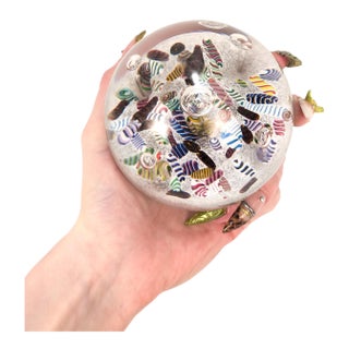 Paul Ysart Attributed Harlequin White Ground/Polychrome Twist Glass Paperweight For Sale