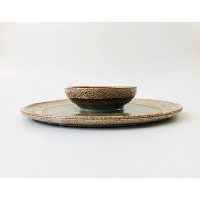 Mid-Century Modern Vintage Studio Pottery Chip and Dip Tray For Sale - Image 3 of 9