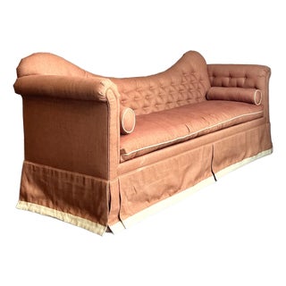 Vintage Regency Tomlinson Roll Back Tufted Sofa For Sale