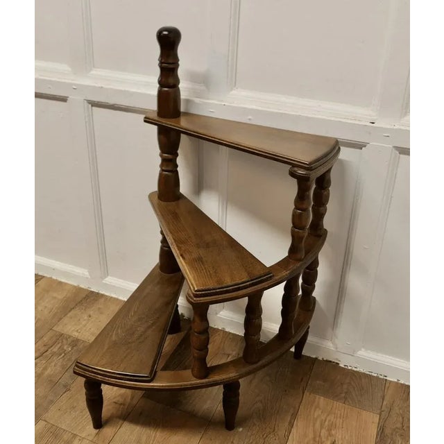 Spiral Library Steps with Turned Supports A Great set of beech Library Steps, the 3 steps are in a spiral formation, they...
