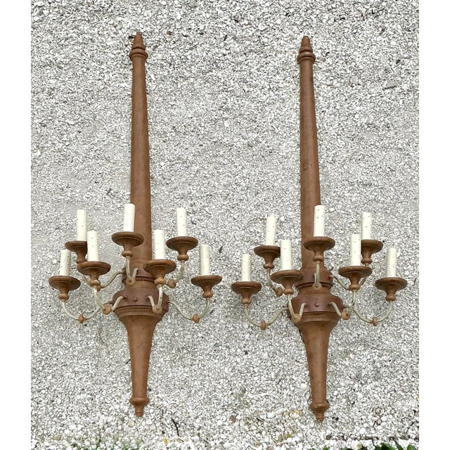 Vintage Boho Monumental Wall Sconces - A Pair For Sale - Image 4 of 11